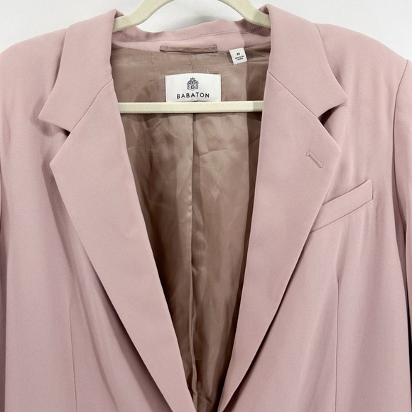 Aritzia Babaton Agency Blazer Pink Single Breasted Longline Oversized Medium - Picture 4 of 8